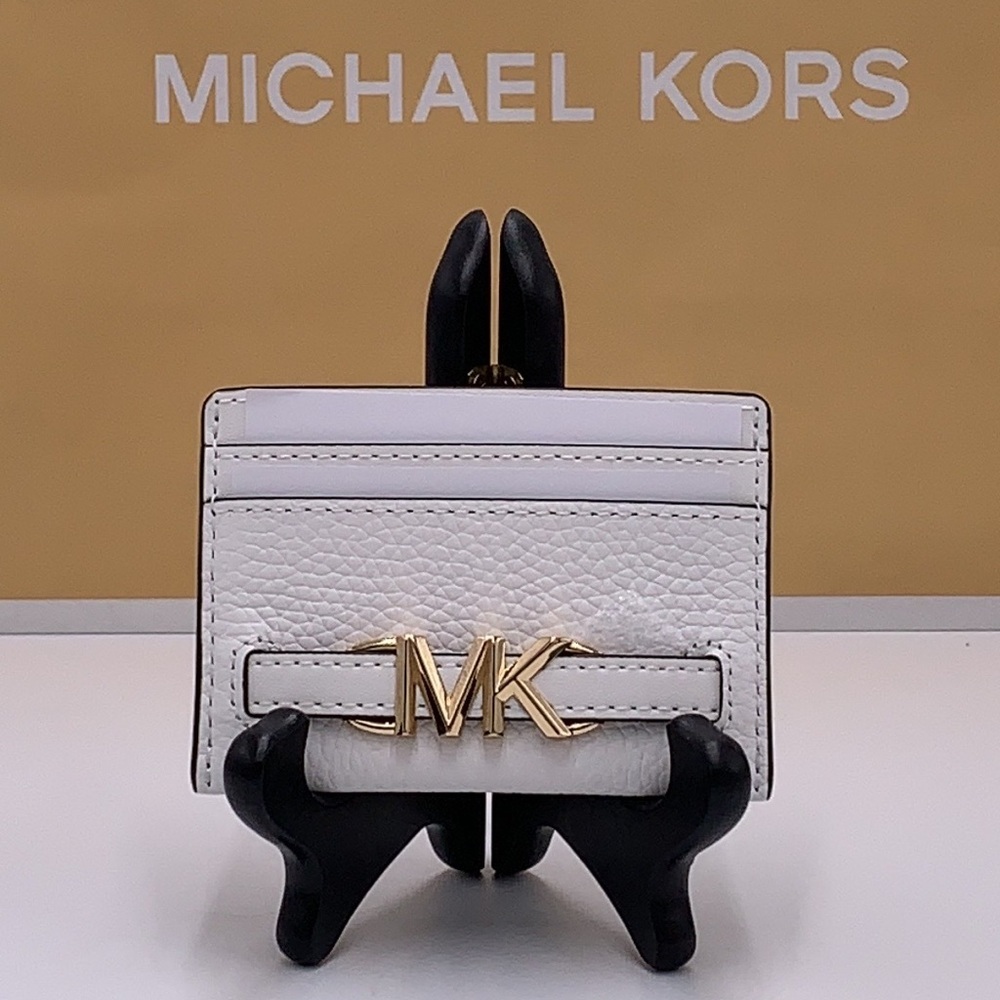 MICHAEL KORS Reed Large Pebbled Leather Card Holder Case Optic White NWT - Picture 9 of 10